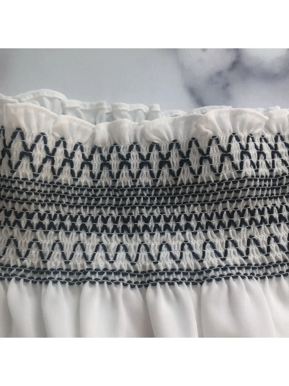 Laundry By Shelli Segal White Off Shoulder Blouson Sleeves Blouse Size Large